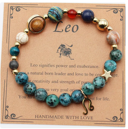 Otte Planeter & 12 Konstellation Sten Armbånd