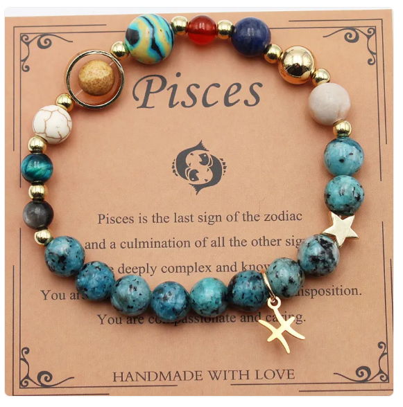 Otte Planeter & 12 Konstellation Sten Armbånd