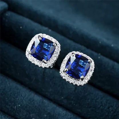 Saphir Square Stud Øreringe