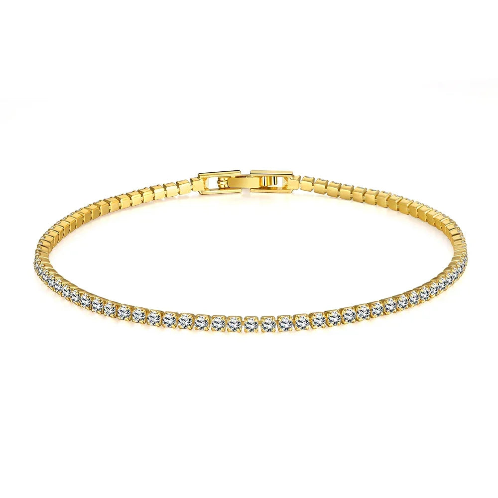 Soleil Tennisarmbånd | 18 karat guld, moissanit, justerbar længde