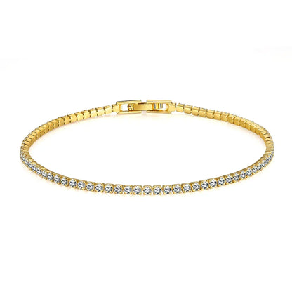 Soleil Tennisarmbånd | 18 karat guld, moissanit, justerbar længde