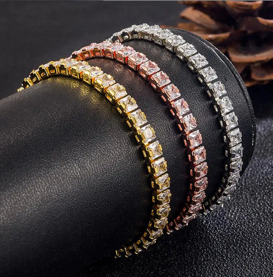 Soleil Tennisarmbånd | 18 karat guld, moissanit, justerbar længde