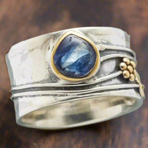 Sølv og Guld Bezel Accent Ring
