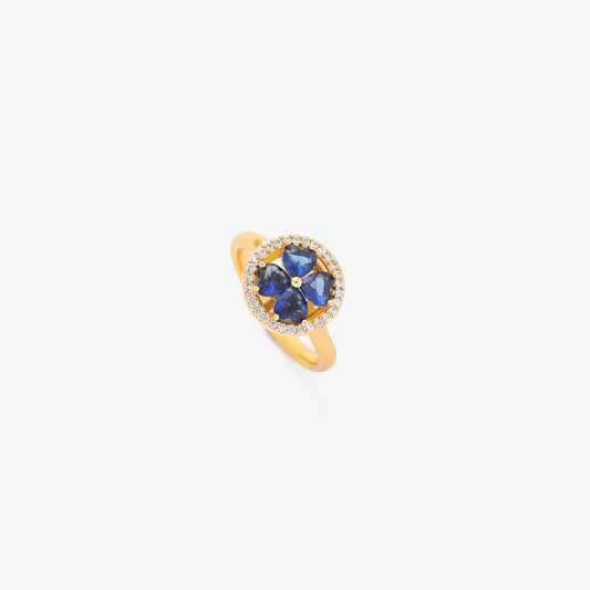 Guld Safir Blomster Ring