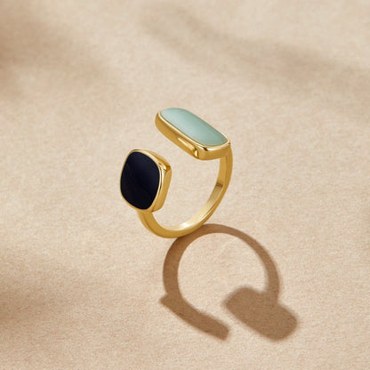Guld Dual Stone Åben Ring