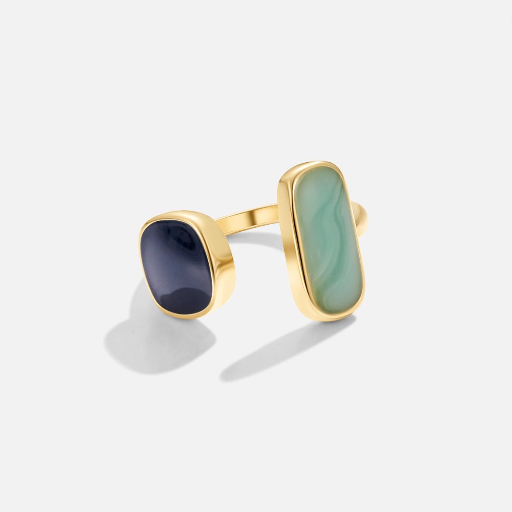 Guld Dual Stone Åben Ring