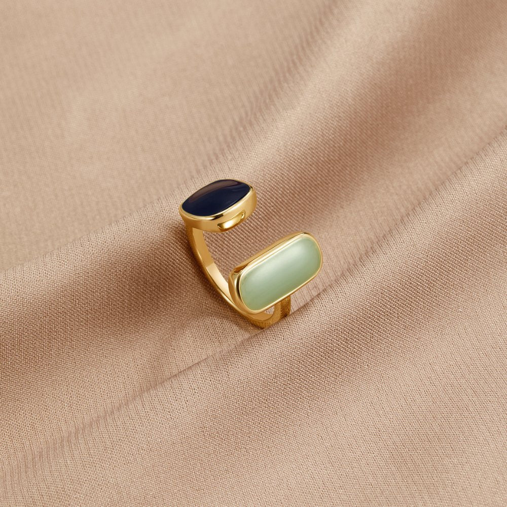 Guld Dual Stone Åben Ring