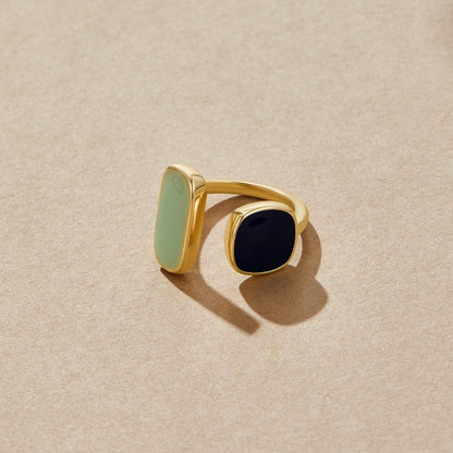 Guld Dual Stone Åben Ring