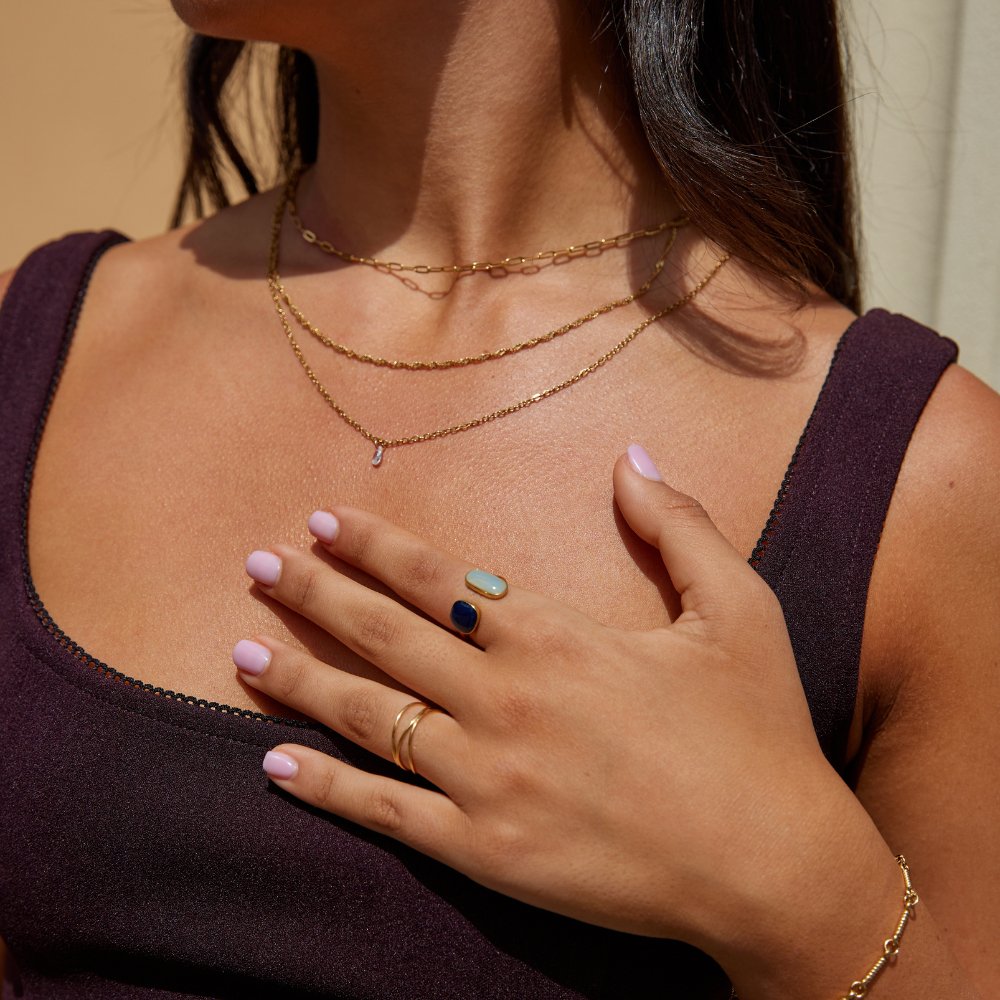 Guld Dual Stone Åben Ring