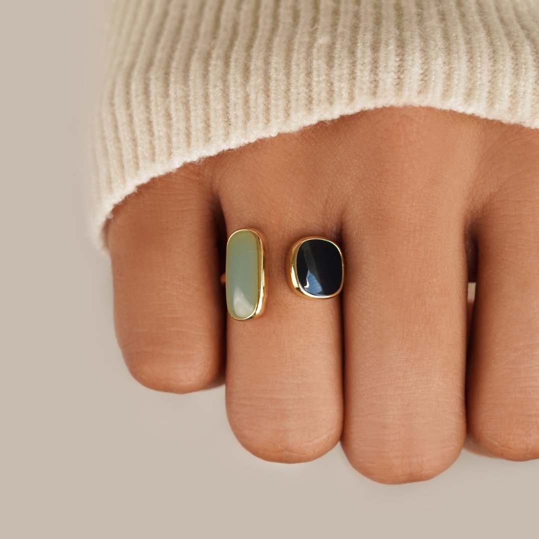 Guld Dual Stone Åben Ring