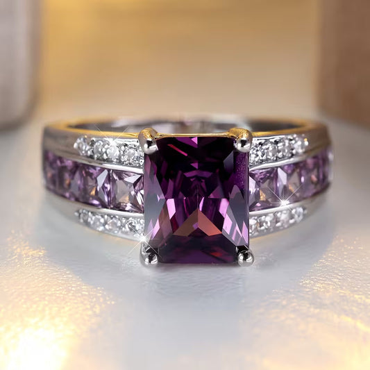 Sølv Amethyst Kanalring