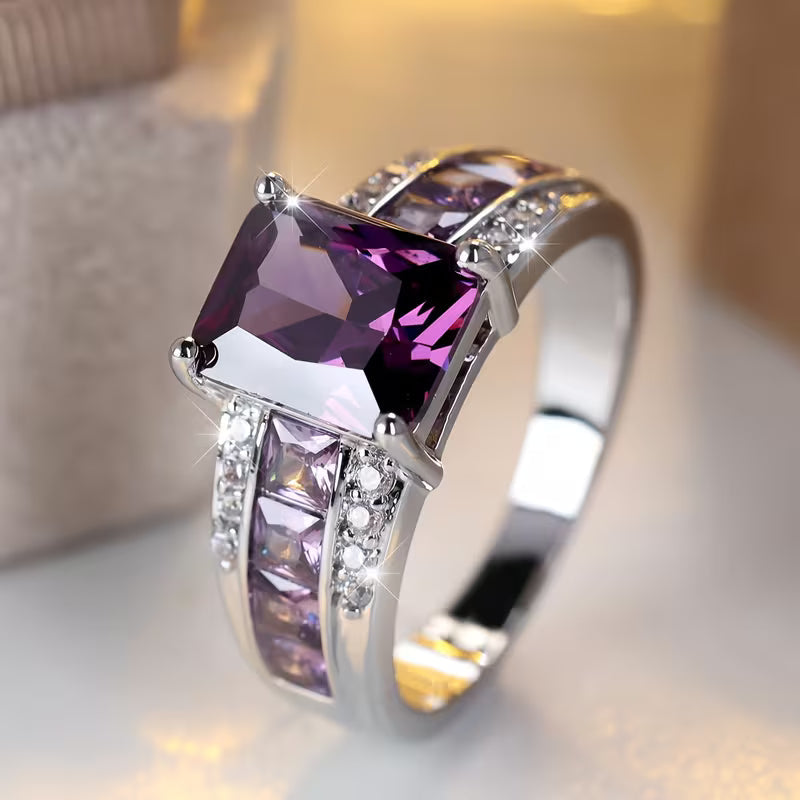 Sølv Amethyst Kanalring