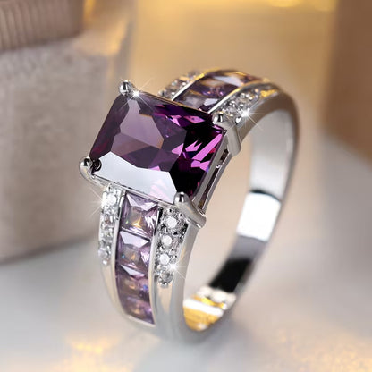 Sølv Amethyst Kanalring