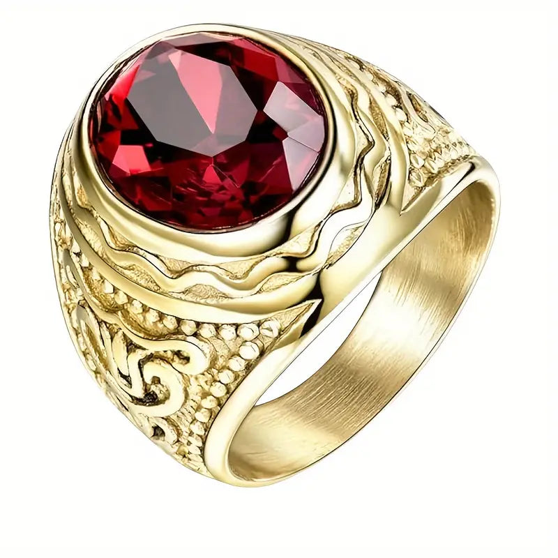 Guld Rubin Indgraveret Ring