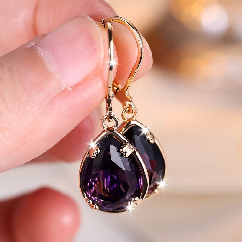 Guld Amethyst Dråbeøreringe