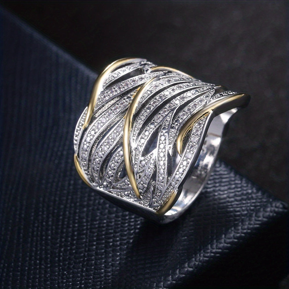 Sølv og Guld Vævet Bånd Ring