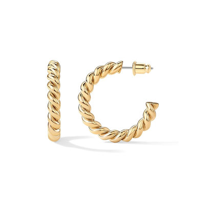 Twisted Hoop Øreringe i Snor | Guld