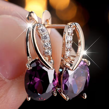 Guld Amethyst Hoop Øreringe