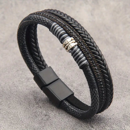 Lux Lagd Braidet Polyurethan Læder Magnetarmbånd