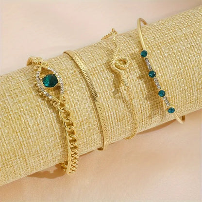 Guld Smaragd Charm Armbåndsæt