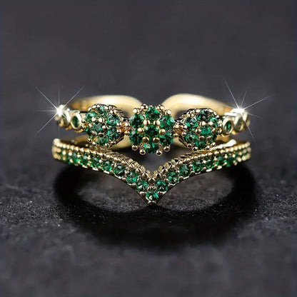 Guld Smaragd Klynge Ring