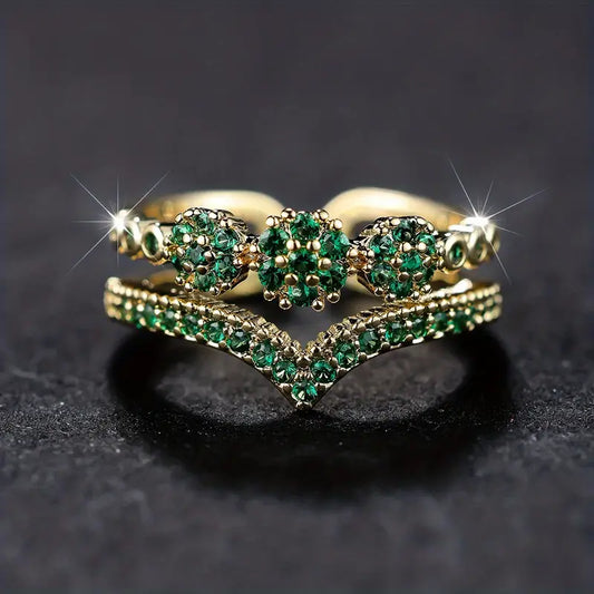 Guld Smaragd Klynge Ring
