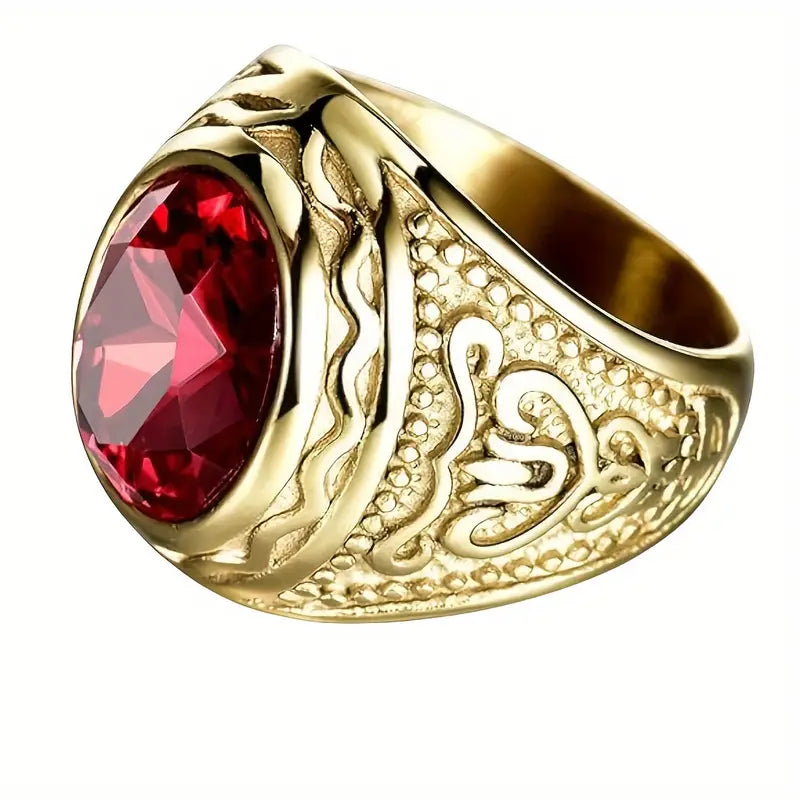 Guld Rubin Indgraveret Ring