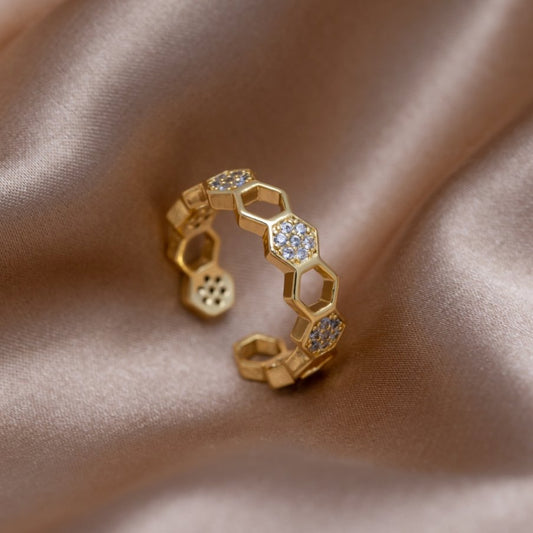 Guld Geometrisk Åben Ring