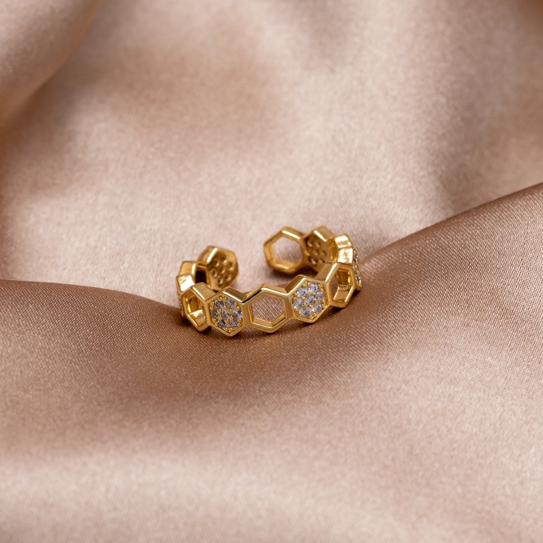 Guld Geometrisk Åben Ring