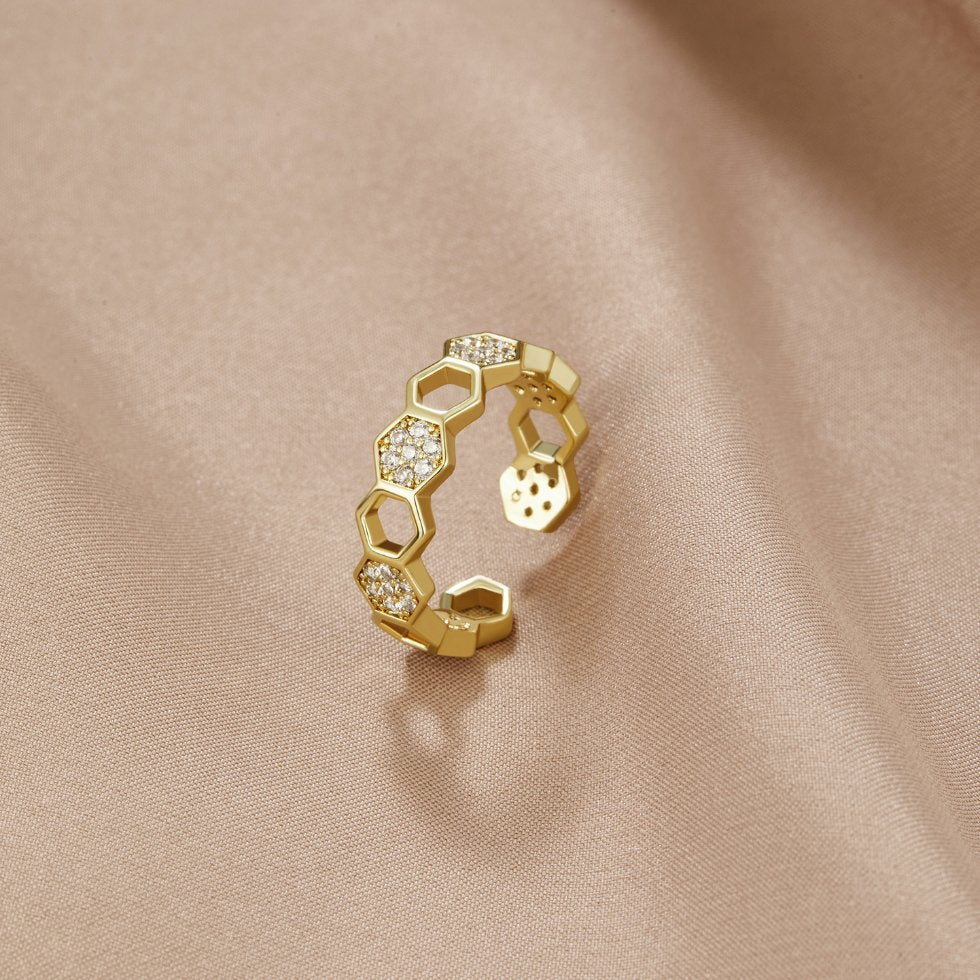 Guld Geometrisk Åben Ring