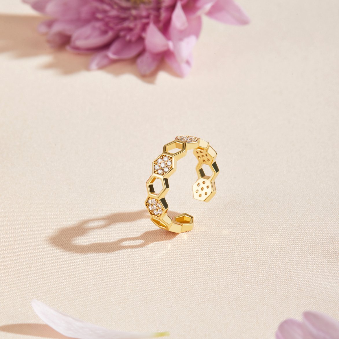 Guld Geometrisk Åben Ring
