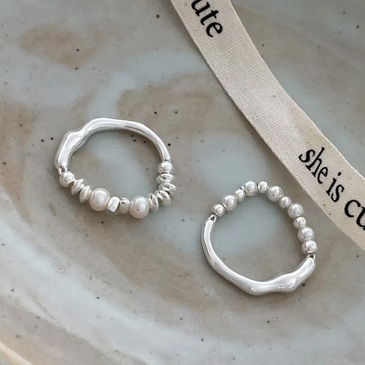 Uregelmæssige Perle Ringe lavet af Sterling Sølv