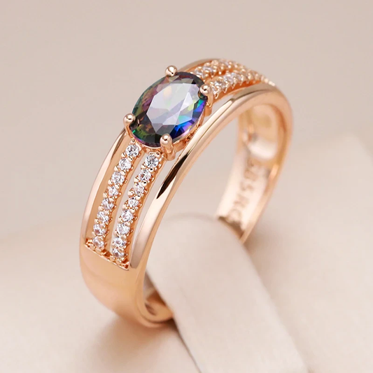 Elegant ring lavet af multicolore zirconia
