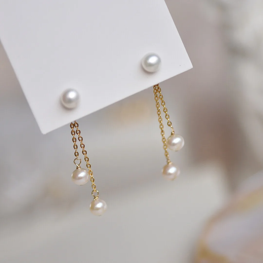 Elegant små dangle perleøreringe