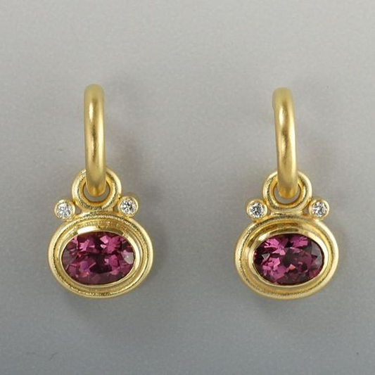 Vintage Granat Zirconia Gyldne Øreringe