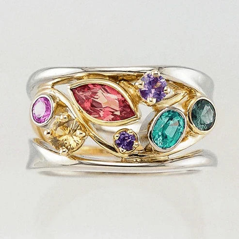 Vintage Multicolor Ring i Guld og Sølv