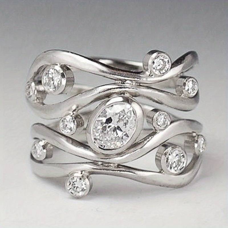 Vintage Uregelmæssig Zirconia Sølvring