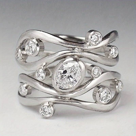 Vintage Uregelmæssig Zirconia Sølvring