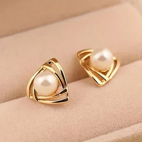 Elegant Perle- og Guldøreringe