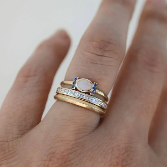 Guld Stablet Bezel Ring Sæt