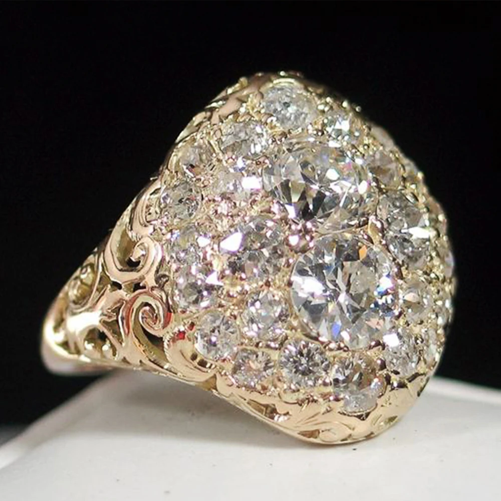 Rund Gylden Vintage Diamantring