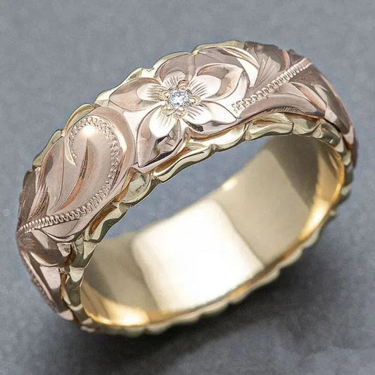 Vintage Rose Blomst Guld Ring