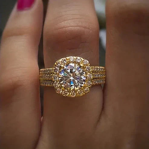 Lagdelte Elegante Zirkonia Guld Ring