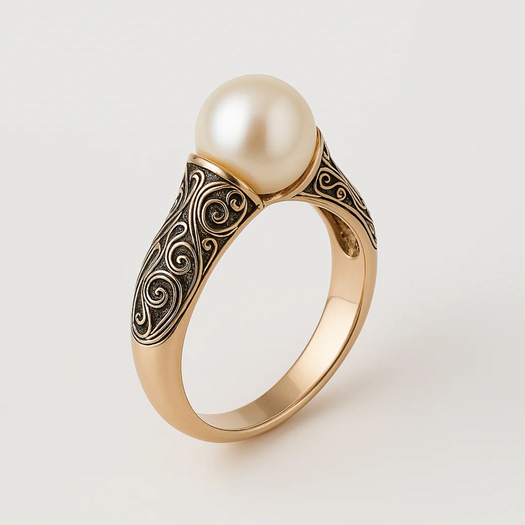 Guld Filigran Perle Ring