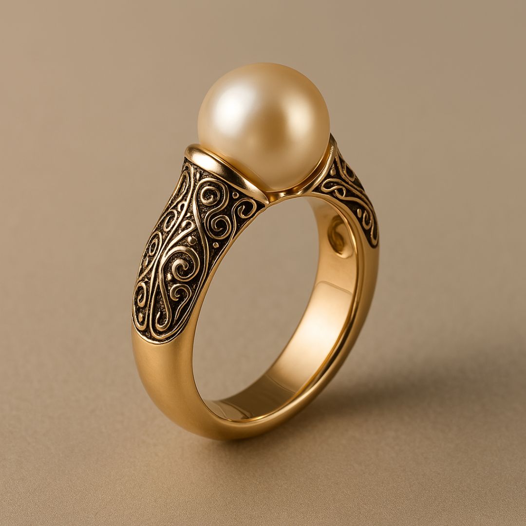 Guld Filigran Perle Ring