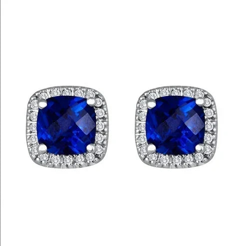 Saphir Square Stud Øreringe