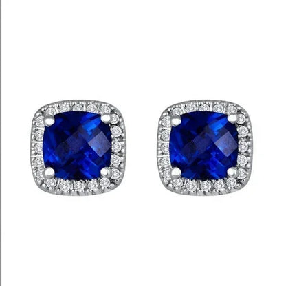 Saphir Square Stud Øreringe