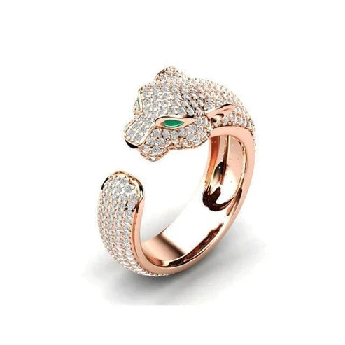 Justerbar Jaguar Ring med Grøn Zirconia Øjne