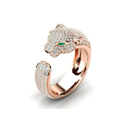 Justerbar Jaguar Ring med Grøn Zirconia Øjne