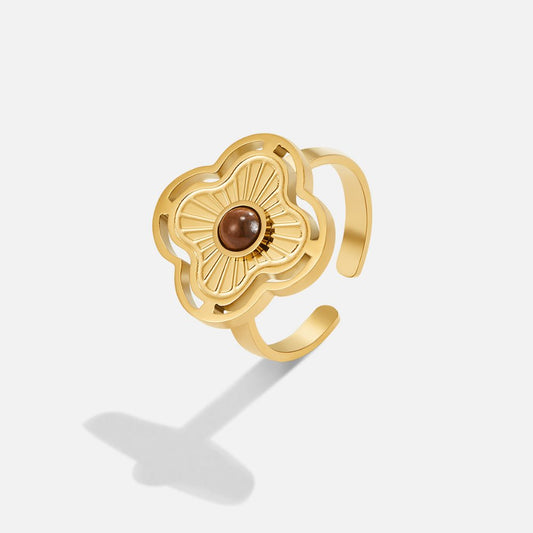 Guld Blomstret Åben Ring
